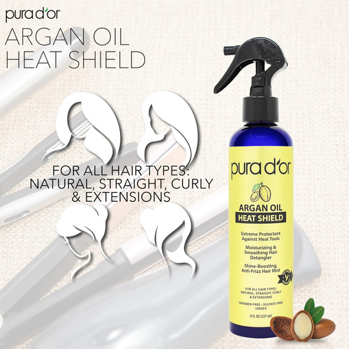 Pura Dor Spray Protector Térmico De Aceite De Argán De 8 Onz