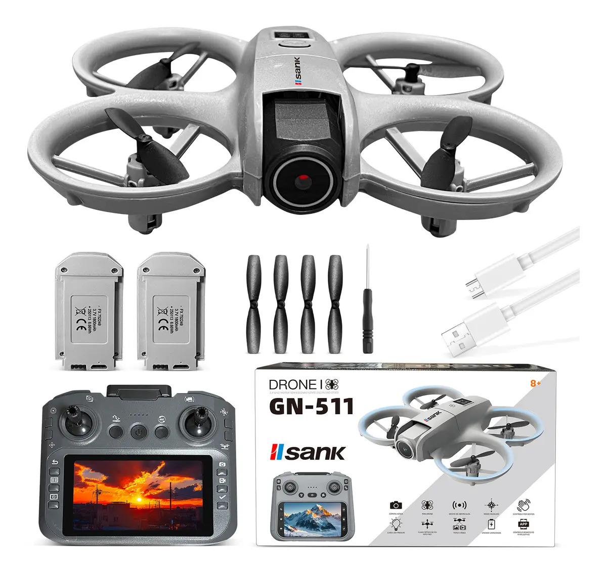 Drone FELIPE L28S Com Câmera HD, Mini e Dobrável, Com 2 Baterias