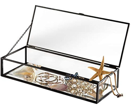 Caja De Metal Y Cristal Transparente Con Espejo Vintage Con 