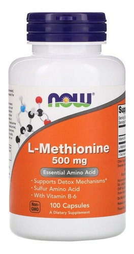 Methionine L Metionina 500mg 100cp Com Vitamina B6 Now Foods