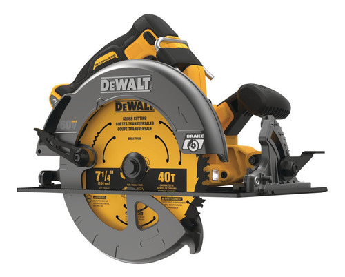 Sierra circular eléctrica inalámbrica DeWalt Flexvolt DCS575B 184mm 1600W amarilla 60V