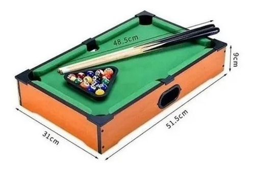 Imagen 2 de 9 de Juego Pool De Mesa Base De Madera Tacos Bolas Tiza Triangulo