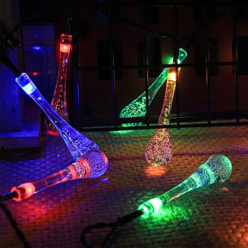Guirnalda Luces Led Navidad En Forma De Gota De Agua Solar