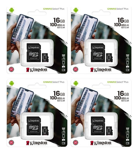 Memoria Micro Sd Kingston 16gb Original Pack De 4