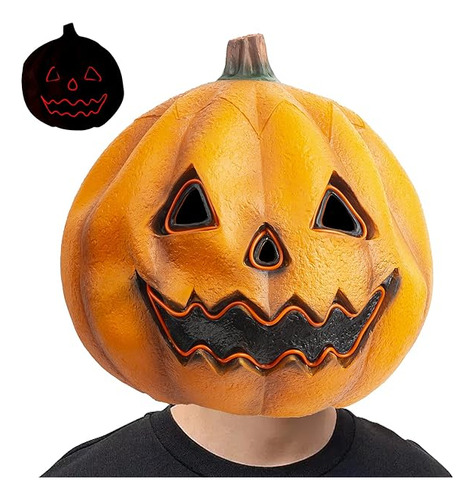 Calabaza Con Luz Led Latex Para Cabeza Completa Vestido Deco