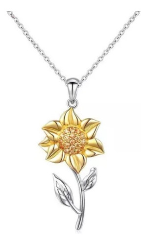 Collar Plata Ley 925 Girasol Mujer Joya Regalo Colgante