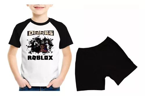 Camiseta Infantil Doors Roblox Mangas Preta Game Roblox - Modatop