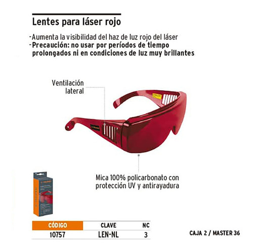 Imagen 3 de 6 de Lentes Rojos Para Laser Truper 10757 Entrega Inmediata!