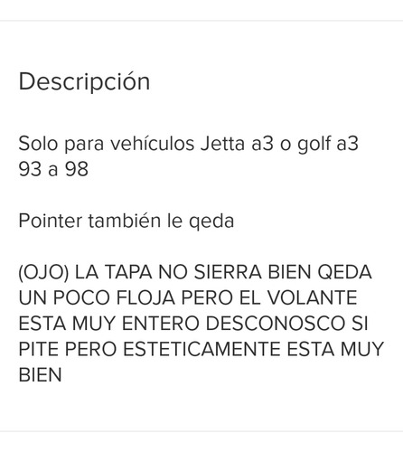 Volante De Jetta A3 93 A 98 Entrada Grande (Usado)