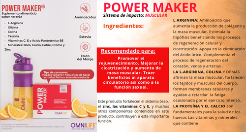 1 Sobre Power Maker 10g Sabor Naranja