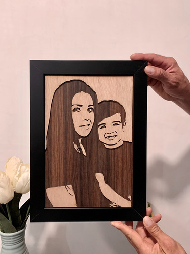 Cuadro Retrato De Madera Realista Día De Las Madres Regalo