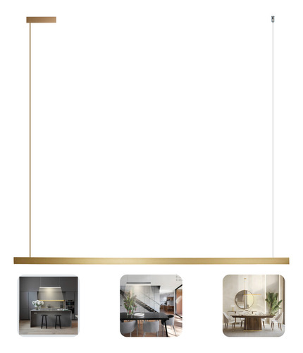 Lustre Pendente De Led Linear 15w 3000k Perfil 1m Slin Full Estrutura Dourado 127/220V