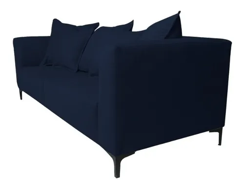 Sofá Cordelia 3 Cuerpos Chenille Tipo Lino Azul