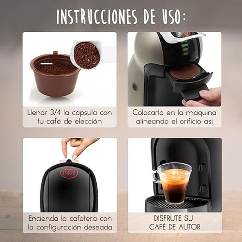 3 Capsulas Reutilizables Para Dolce Gusto + Cuchara+ Cepillo
