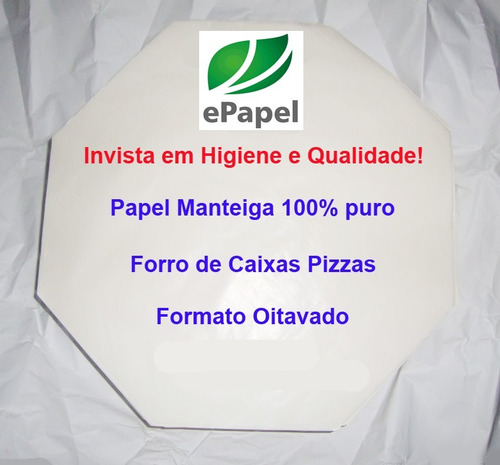 400 Fls Papel Manteiga 40cm Octogonal Forrar Caixa De Pizza