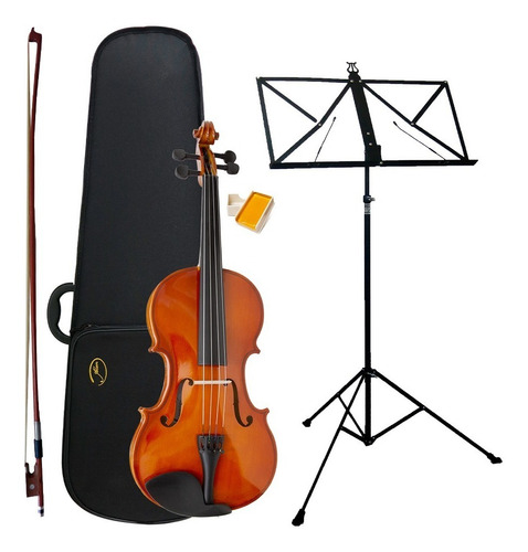 Kit Violino Al 1410 3/4 Alan + Estante Para Partitura S2 Cor Marrom