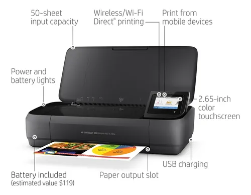 Impressora Móvel Sem Fio Hp Officejet 250 - Preta Preto