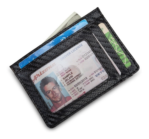 Billetera Ultradelgada Cuero Con Bloqueo Rfid Minimalista