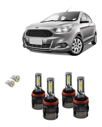  Kit Lampada Super Led Plus Ford Ka 2014 A 2017 Farol E Milh