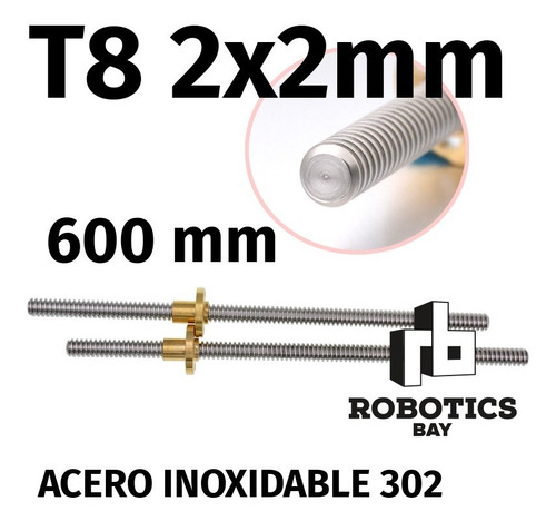 Tornillo Thsl T8 2x2 8mm 600mm 60cm Acme Cnc Varilla Roscada