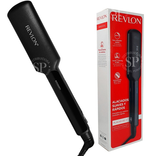 Planchita De Pelo Revlon Rvst2182la2a Placas Anchas Cerámica Color Negro