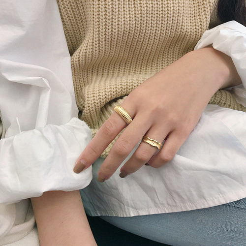 Anillo Coreano De Plata De Ley S925 Retro Con Cuerda Simple
