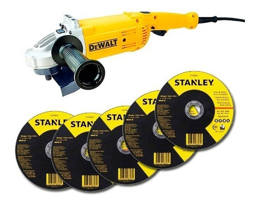 Amoladora Angular Dewalt 180mm Dwe497 + 5 Discos Stanley