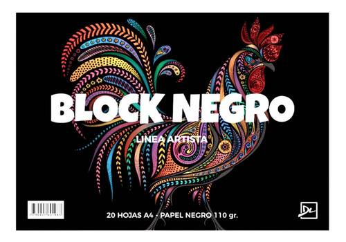 Block De Cartulina Negra A4 110 Grs X 20 Hojas Color Negro