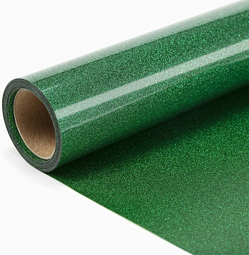 Vinilo Textil Glitter Verde Americano Escarchado 50x1mt