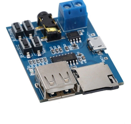 Tecneu 2 Piezas Módulo Reproductor Mp3 3w Audio Tf Card Microsd Usb