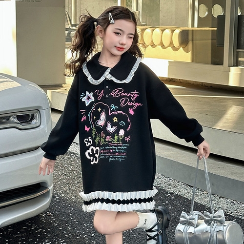 Sudadera Con Cuello De Muñeca Y Borde Floral Para Niña