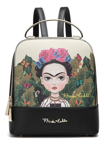 Mochila Frida Kahlo Fjc931a Color Negro