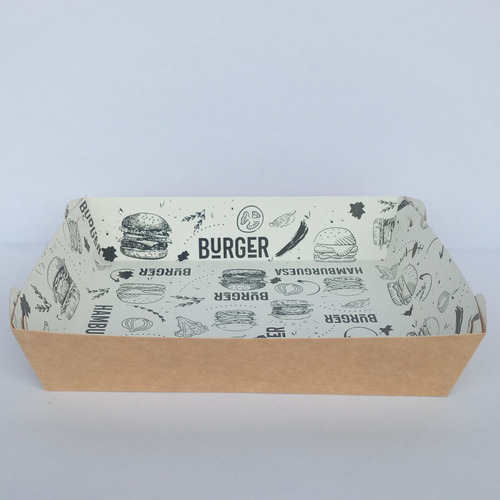 Imagen 2 de 3 de Caja Para Hamburguesas, Caja Comida Rapida, Bandeja Carton
