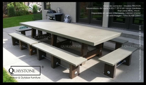 Mesa Exterior Moderna -- Diseño Marmol Silestone -opc Bancos Blanco