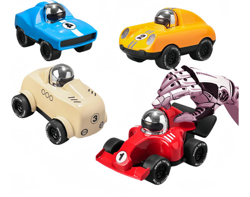 Poprore 4 Pcs Press Go Forward Alloy Toy Car Pull Back Car T