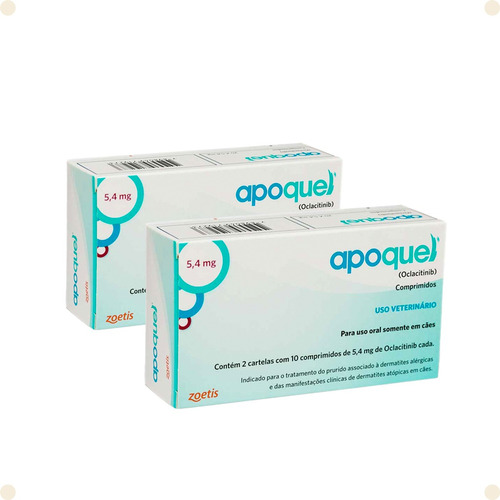 Kit 2 Apoquel Anti Coceira Cães 5,4 Mg Original Zoetis