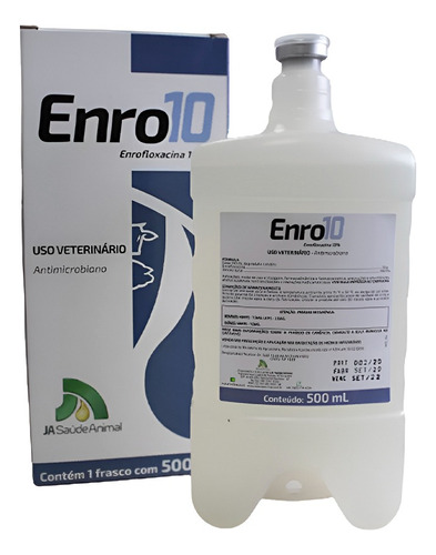 Enro 10 Ja Saúde Animal Enrofloxacina 10% 500ml