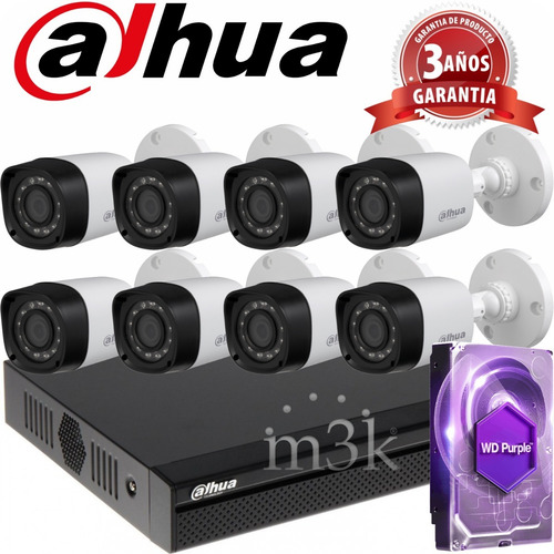 Kit Seguridad Dahua Dvr 8 Ch + 8 Camaras Exterior + 1tb M3k