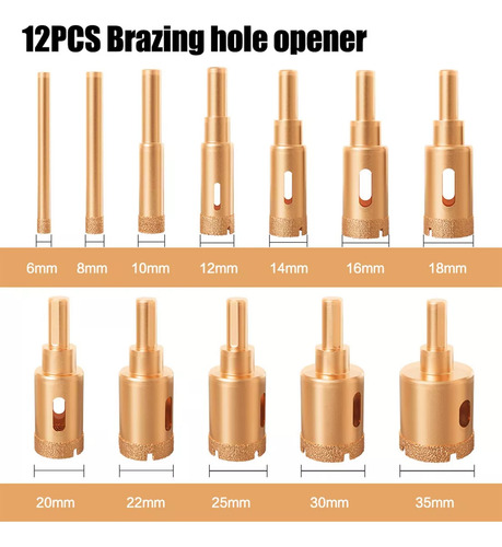 12 Kits De Fresado De Brocas Cónicas Para Azulejos Con