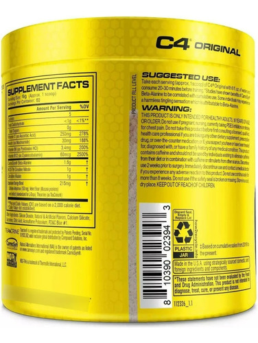 Pré Treino C4 Original 60 Doses Cellucor - Importada Eua Fruit Punch