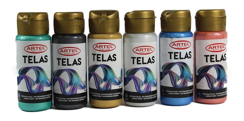 Pintura Telas Colores Metalizados X 6 Unidades Artel