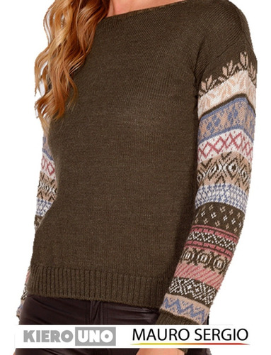 Imagen 3 de 6 de Sweater Mujer Cuello Bote Pullover De Lana Mauro Sergio 2023
