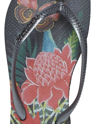 Sandalias Havaianas Dama Tropical Color Negro Con Plateado