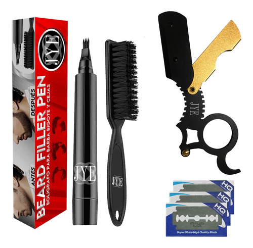 Kit Boligrafo Jye Porta Navajas Oro Original Barba Cabello