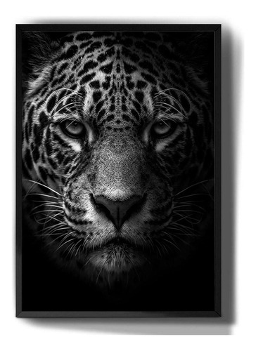 Quadro Decorativo Leopardo Animais Fundo Preto Tumblr