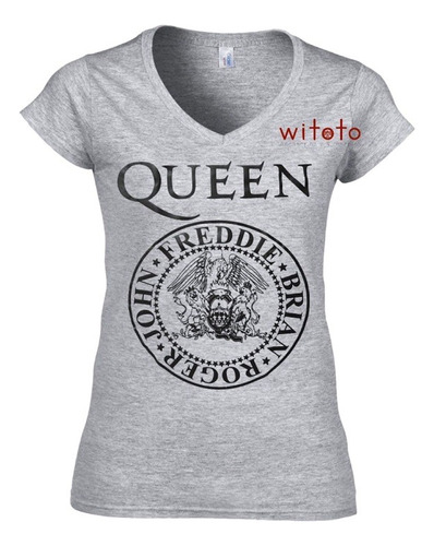 Camiseta Dama Banda Queen Gris