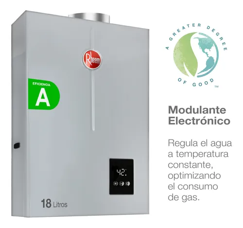 Calefon Gas Natural 18 Litros Tiro Forzado Rheem Digital