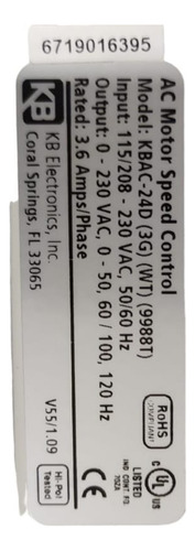 Kb Electronics Kbac-24d Ac Motor Speed Control