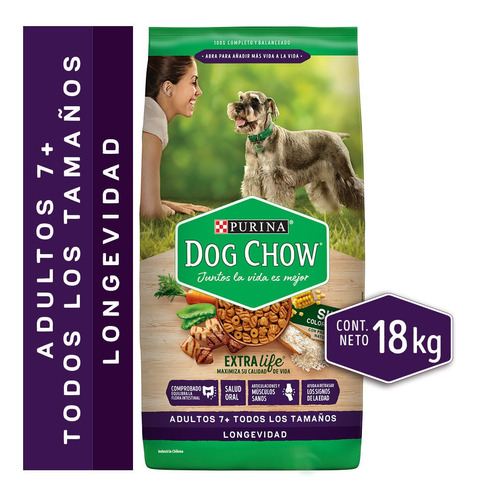 Alimento Seco Para Perro Dog Chow Adultos 7+ Longevidad 18kg