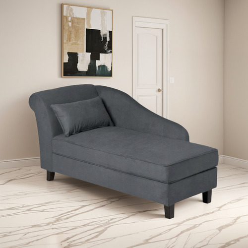 Muebles Reposet Chaise Lounge Elora Suede Gris Sofa Sillon